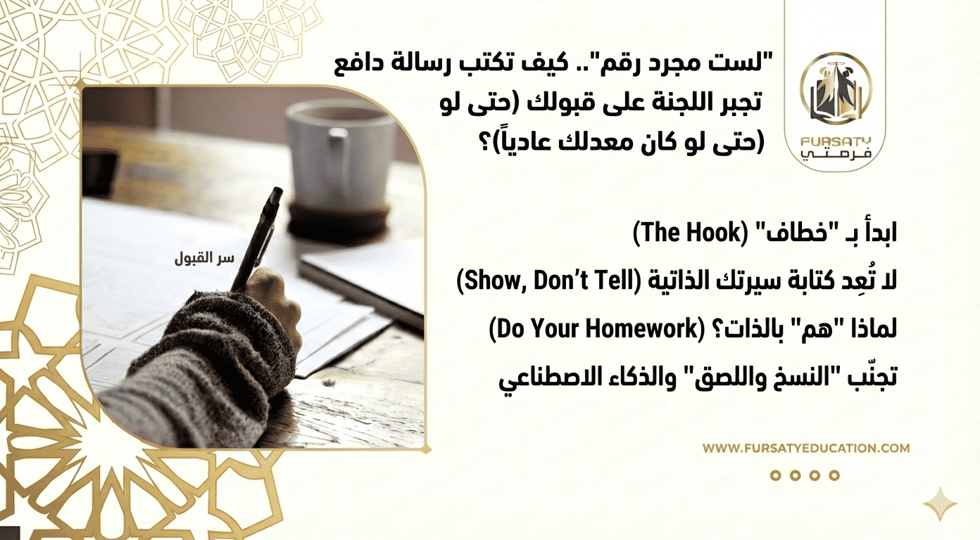 "لست مجرد رقم".. كيف تكتب رسالة دافع تجبر اللجنة على قبولك (حتى لو كان معدلك عادياً)؟